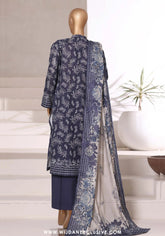 Sadabahar Printed Stitched Khaddar 3PC Collection - 2025 (BLUE D-02)